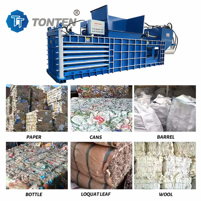 PLC Hydraulic Baler Machine Scart Paper Baling Press For Clothing Scraps Paint Bucket Film